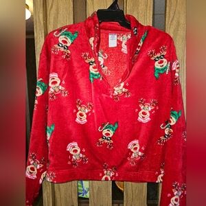 NEW No Boundaries Sz XXL Christmas Quarter Zip Mock Neck Plush Top